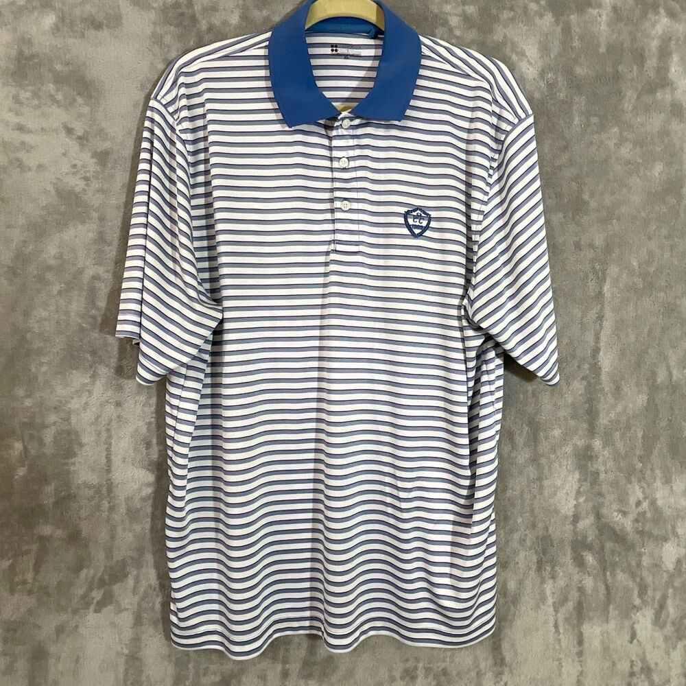 Gear For Sport Men's XL Golf Shirt blue stripe A CC club Logo.